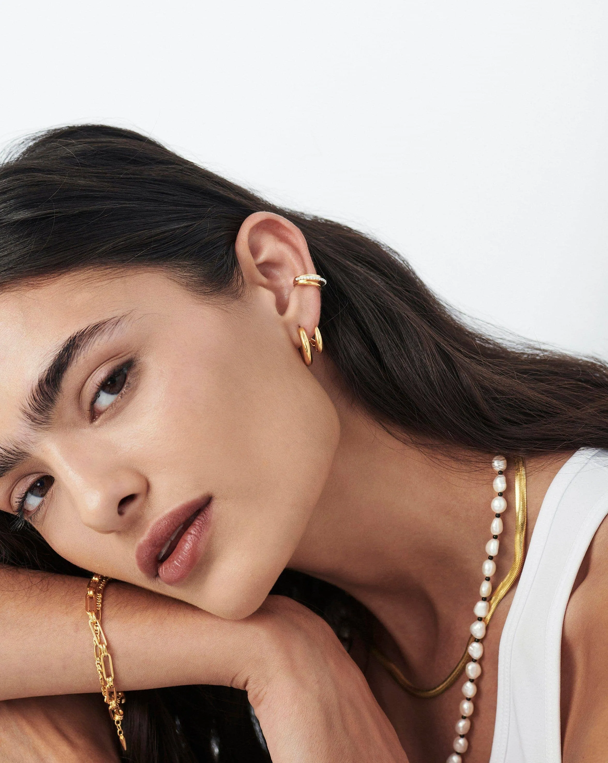 Claw Chunky Double Hoop Earrings | 18ct Gold Plated