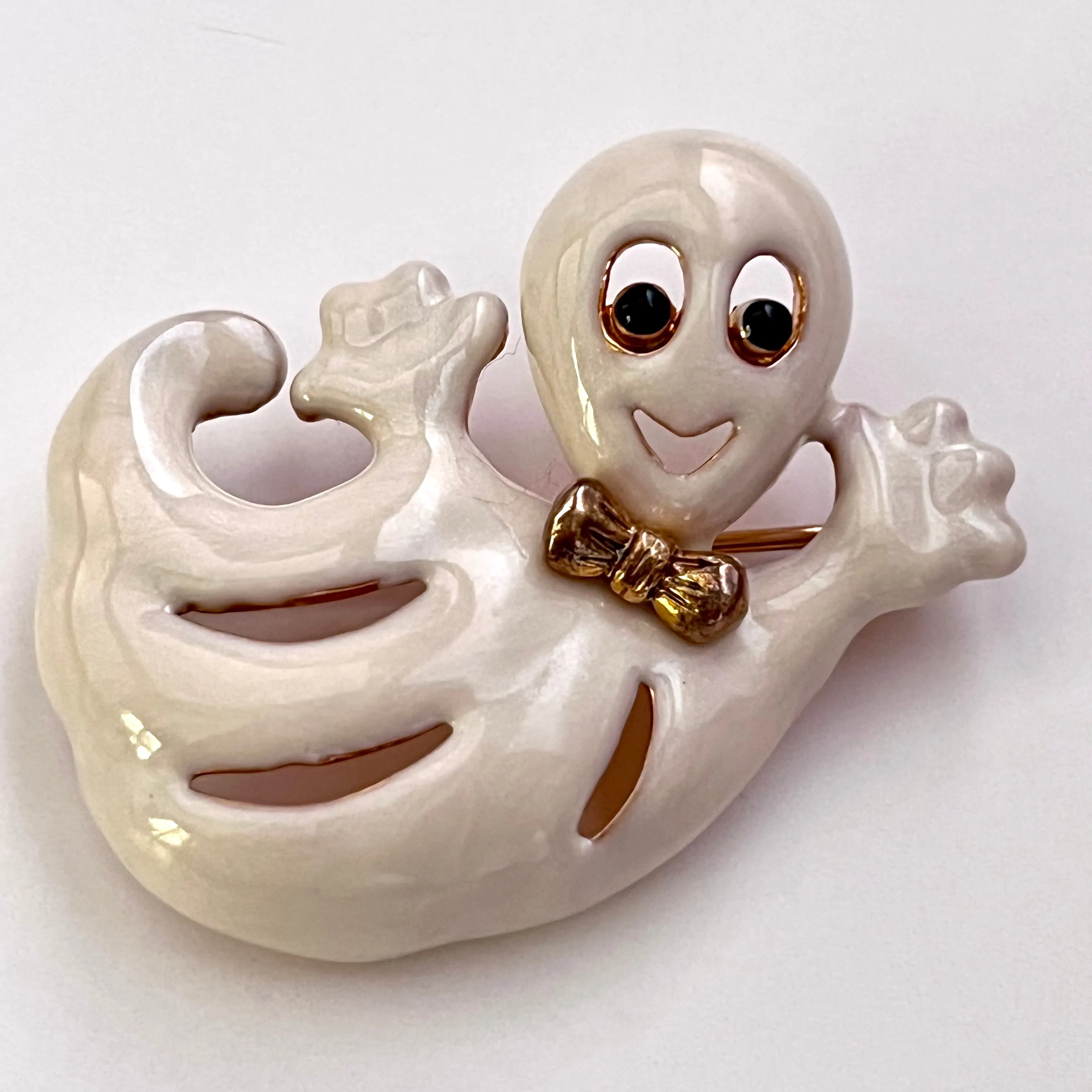 Contemporary Enamel Ghost Brooch