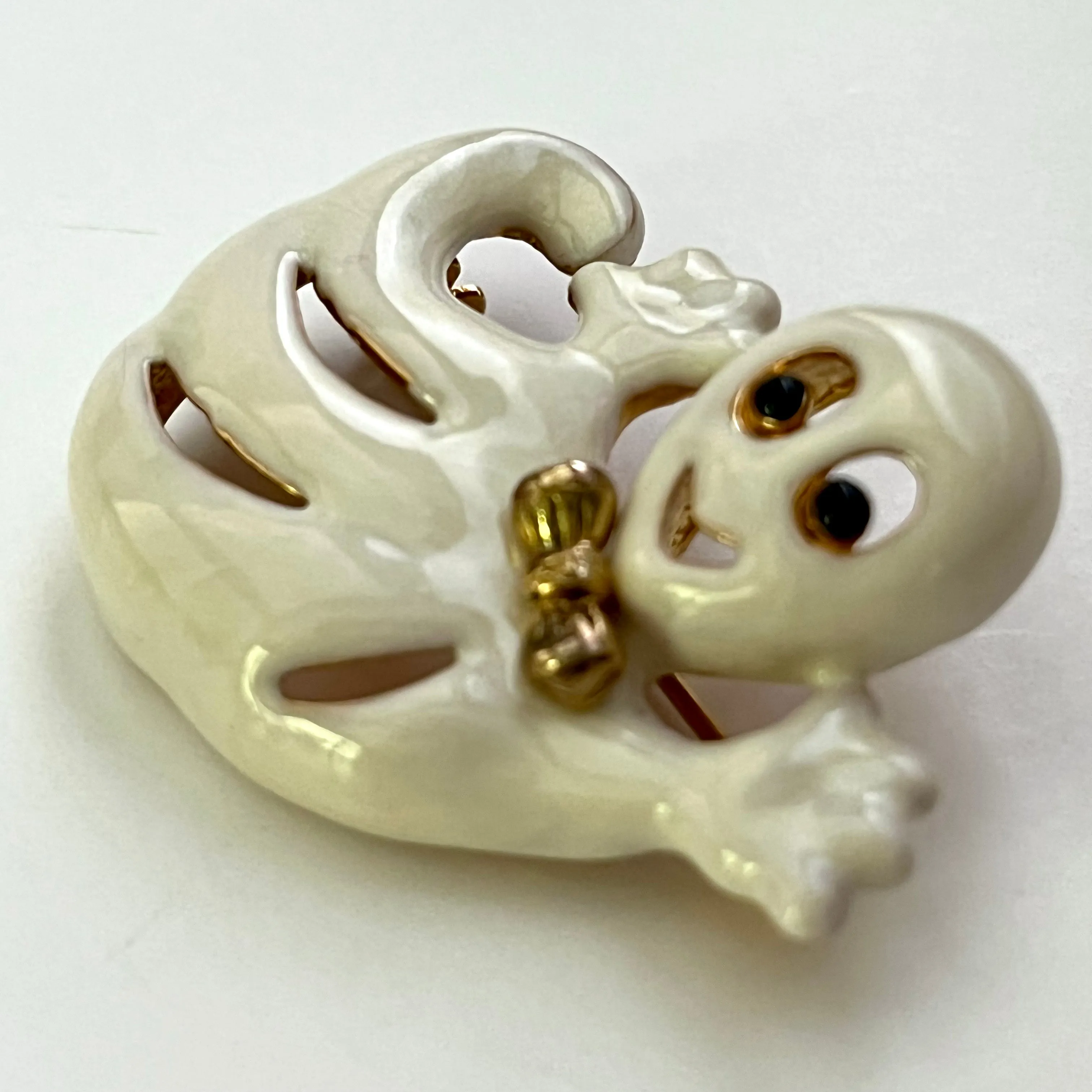 Contemporary Enamel Ghost Brooch