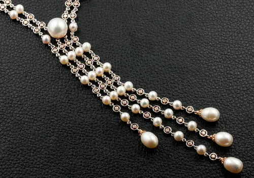 Diamond & Pearl Dangle Necklace