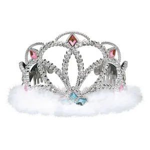 Diamond Electroplated Plastic Tiara with Marabou  3.5x4.5in