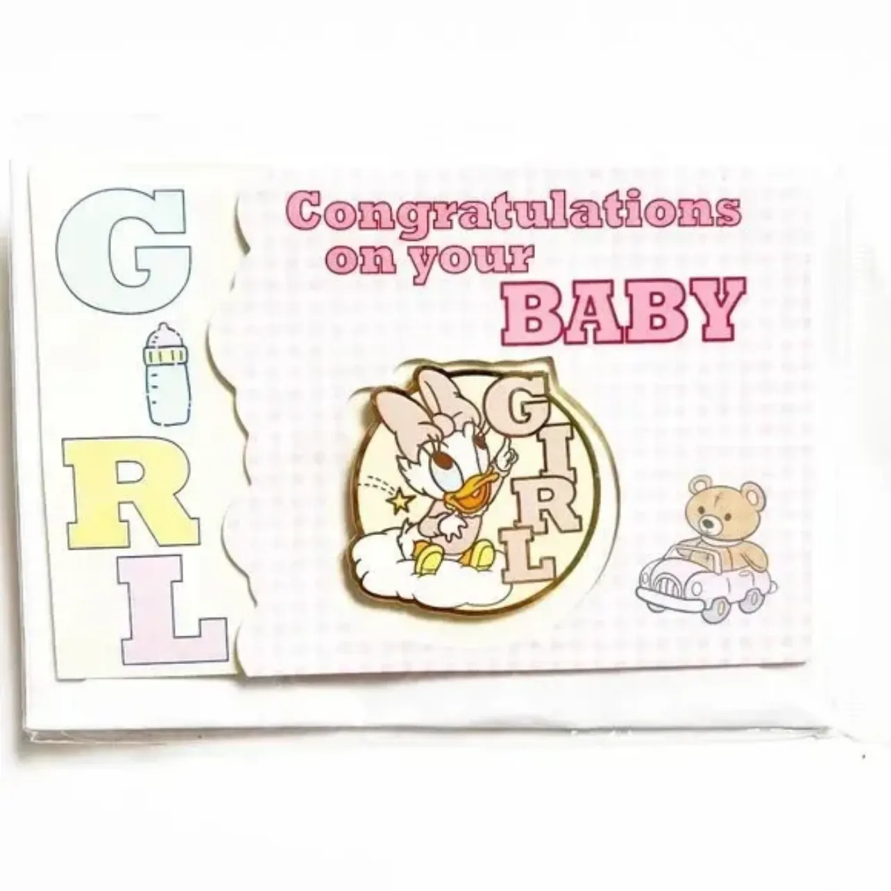 Disney Cast Exclusive Baby Girl Congratulations Disney Card & Pin