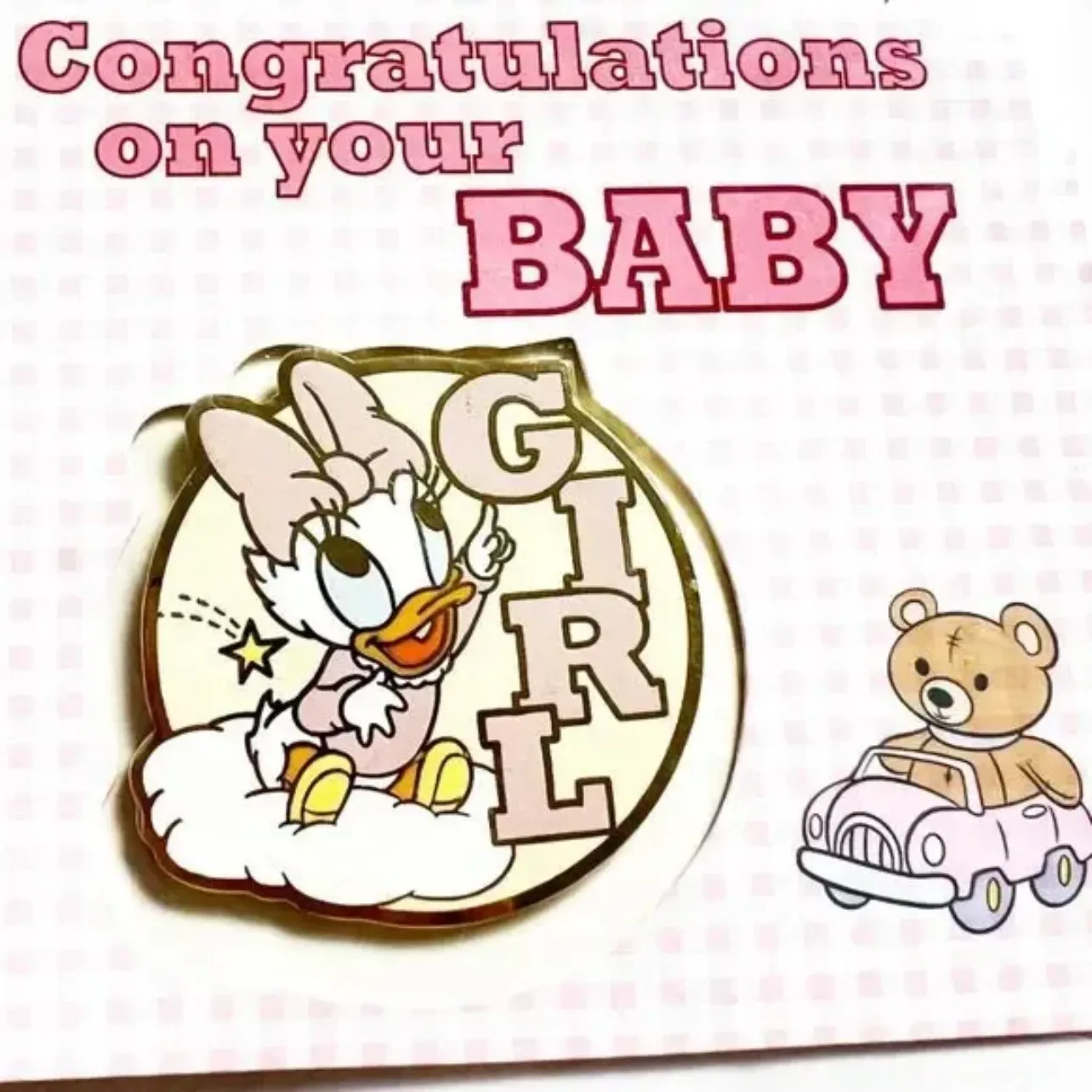 Disney Cast Exclusive Baby Girl Congratulations Disney Card & Pin