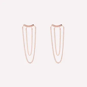 DOUBLE CHAIN DANGLE CLIP-ON EARRINGS IN ROSE GOLD