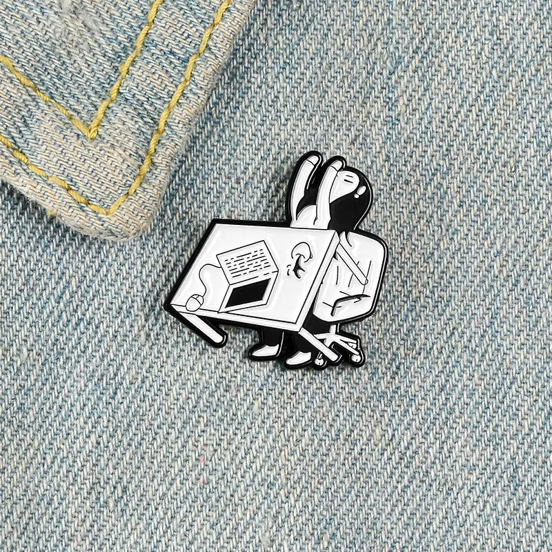 Enamel Girl Desk Brooch Pin  Perfect Gift for Friends