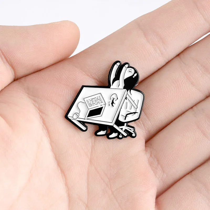 Enamel Girl Desk Brooch Pin  Perfect Gift for Friends