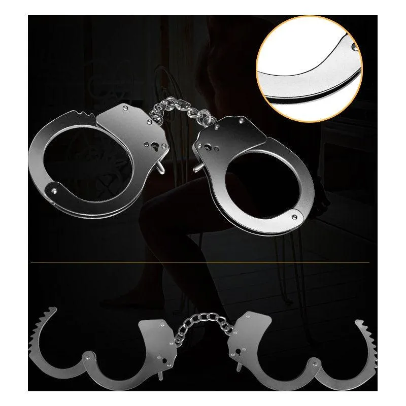 Fetish Pleasure Metal Hand Cuffs Silver