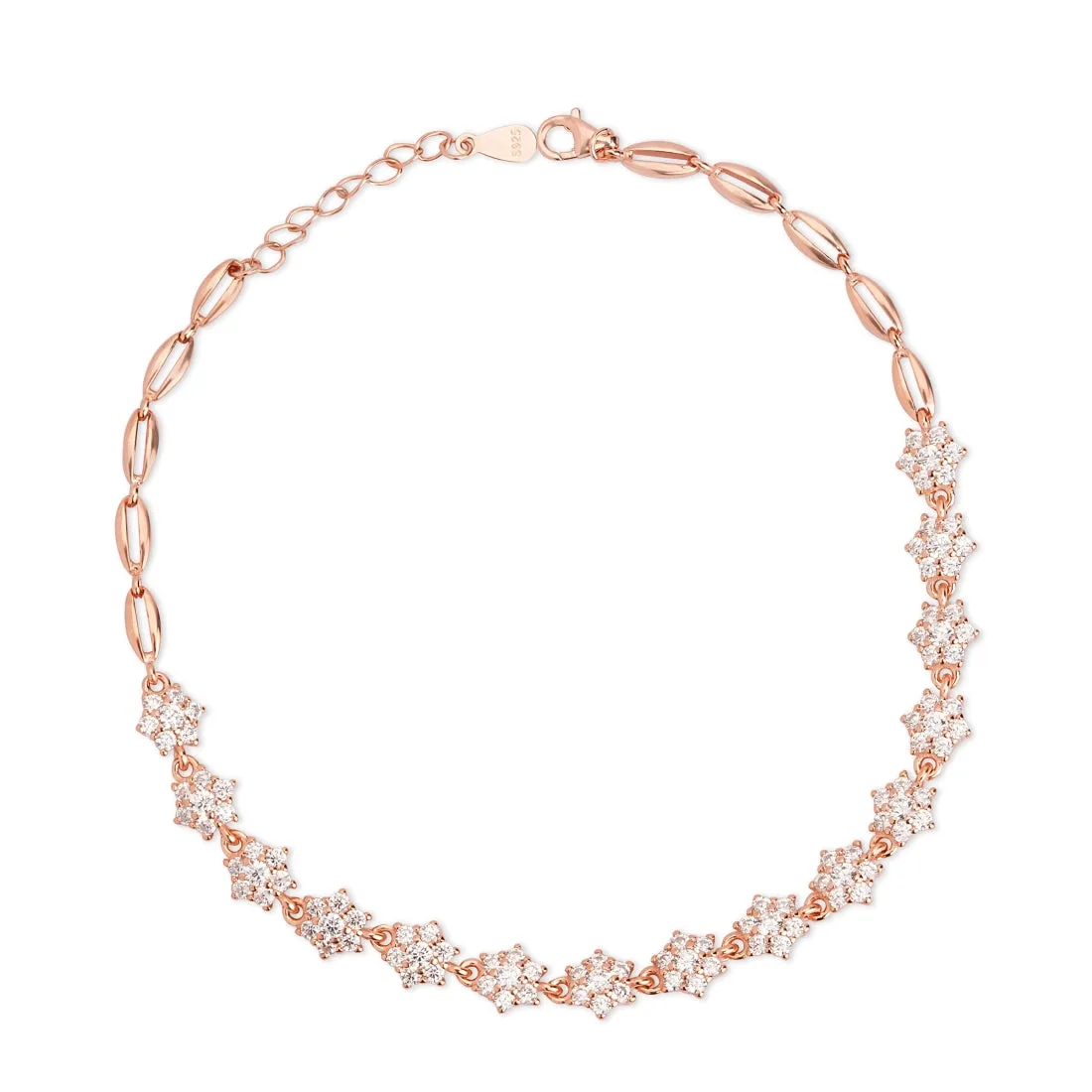 Floral Elegance Rose Gold Plated 925 Sterling Silver Anklet