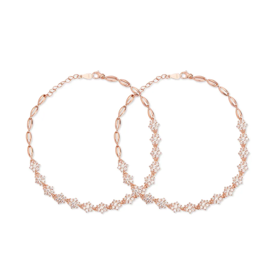 Floral Elegance Rose Gold Plated 925 Sterling Silver Anklet