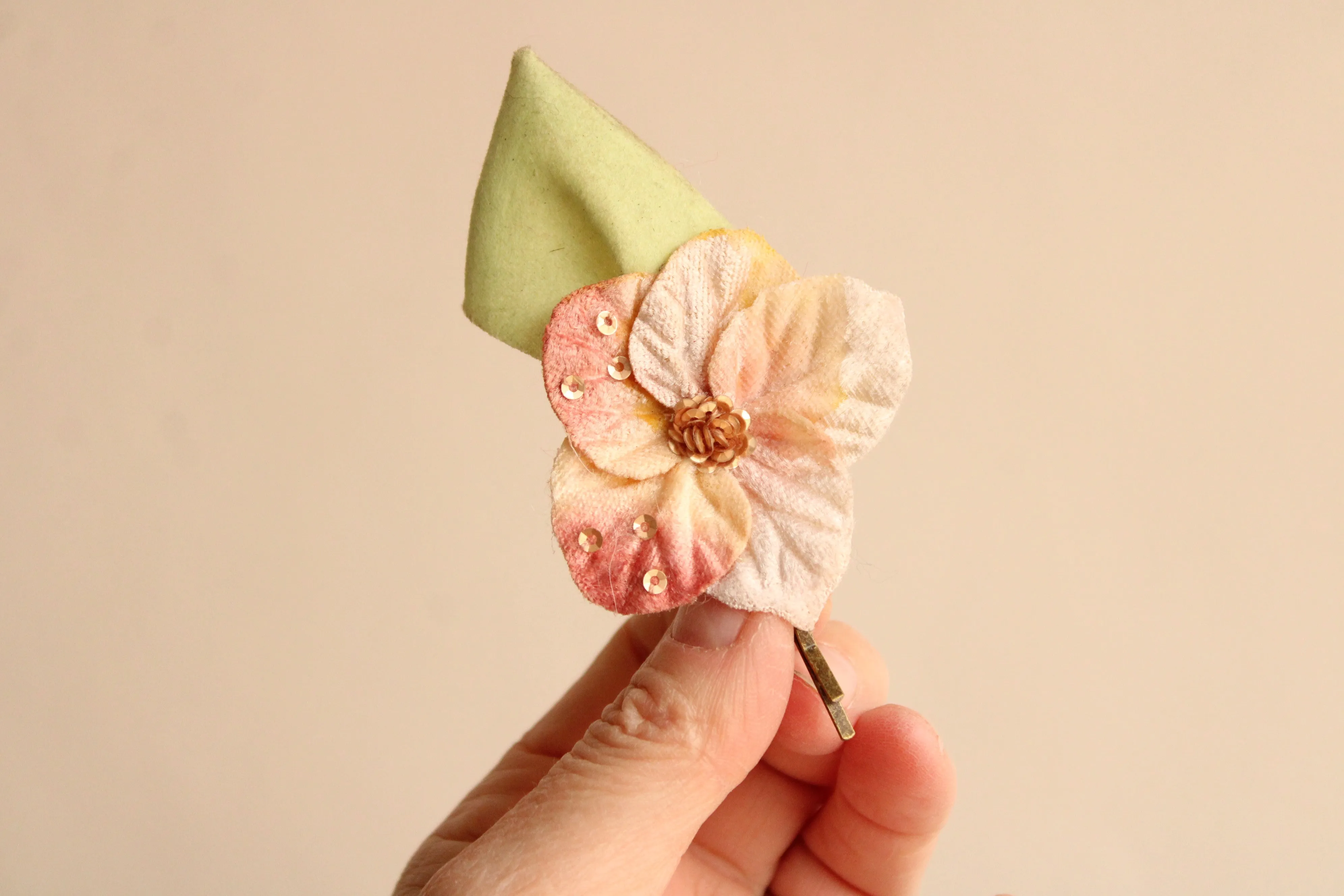 Flower Hairpins With Vintage Velvet Millinery Flowers, Set of Two