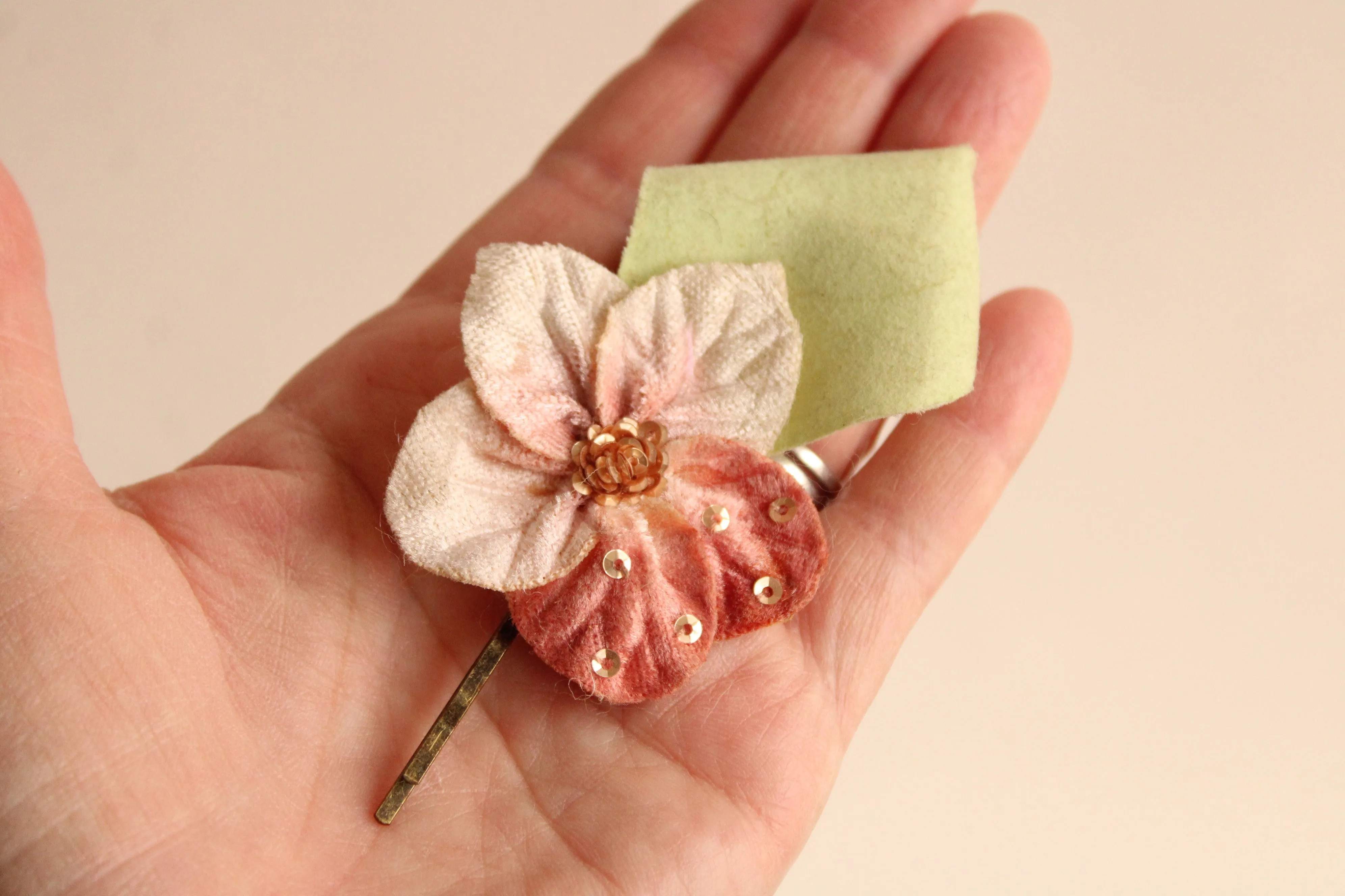 Flower Hairpins With Vintage Velvet Millinery Flowers, Set of Two