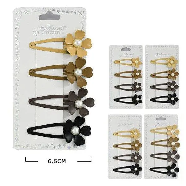 Flower Shape 4PC Snap Hair Pin 10546D (12 units)