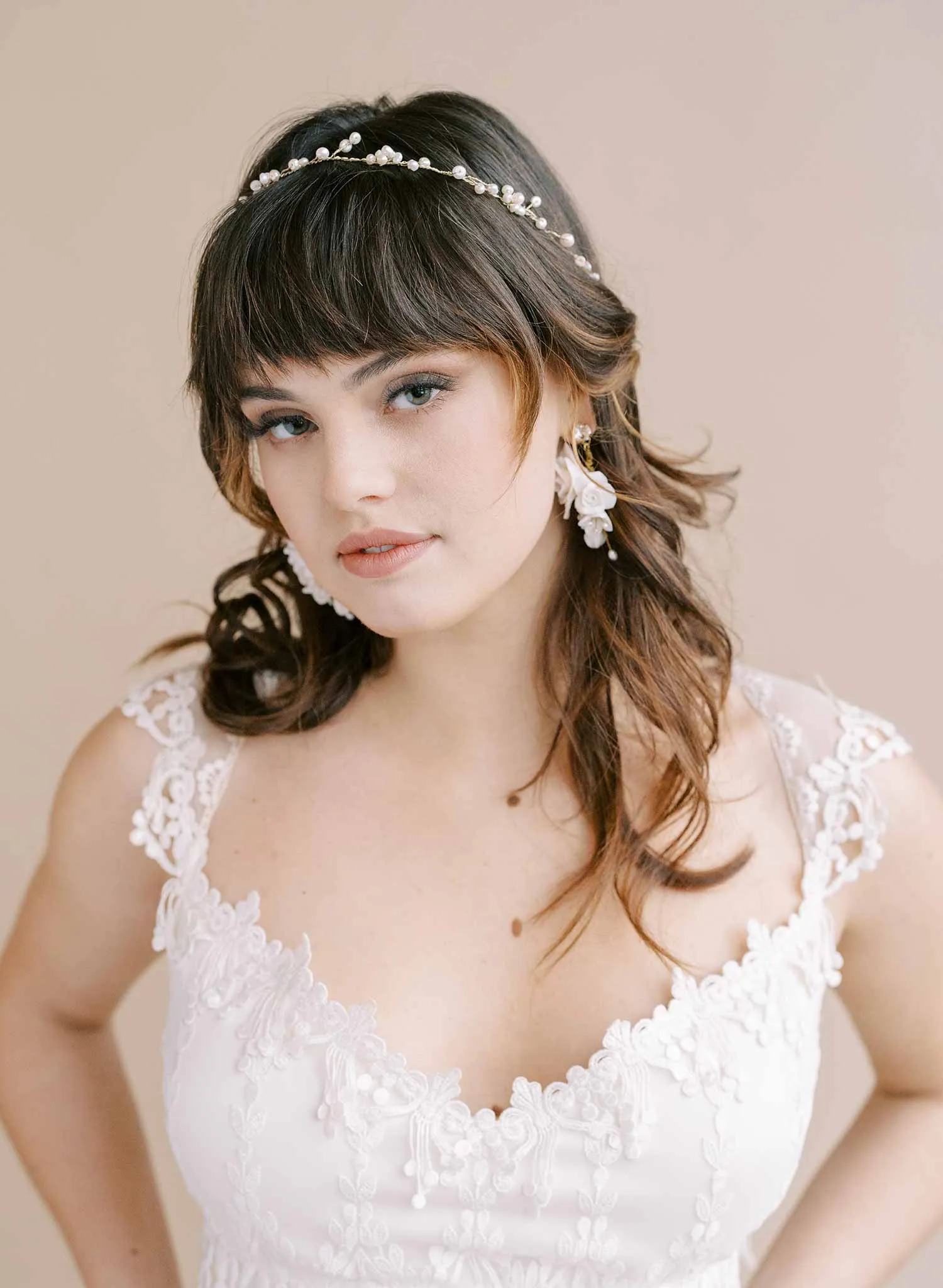 Freshwater pearl daisy chain hair vine - Style #2136