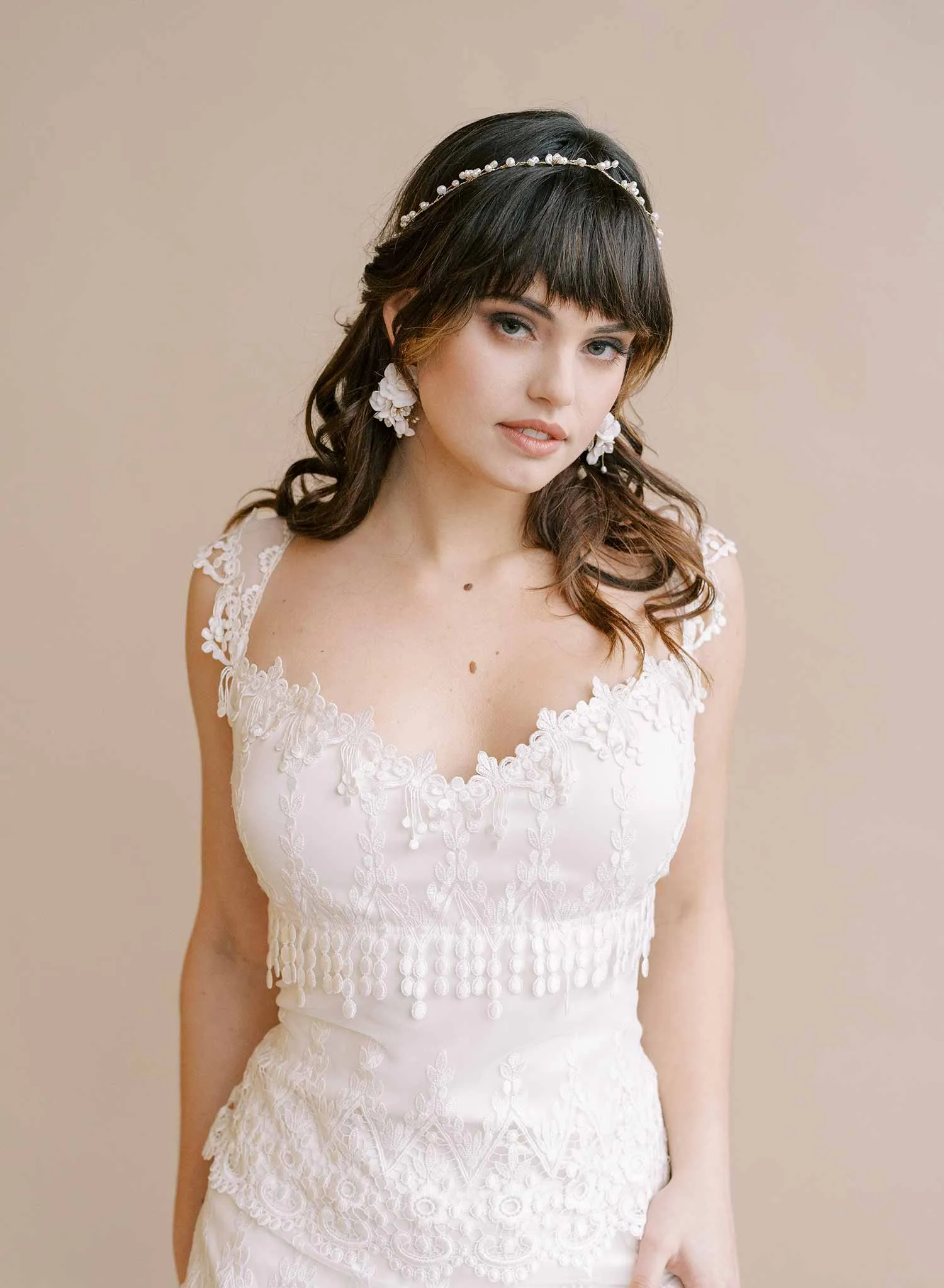 Freshwater pearl daisy chain hair vine - Style #2136