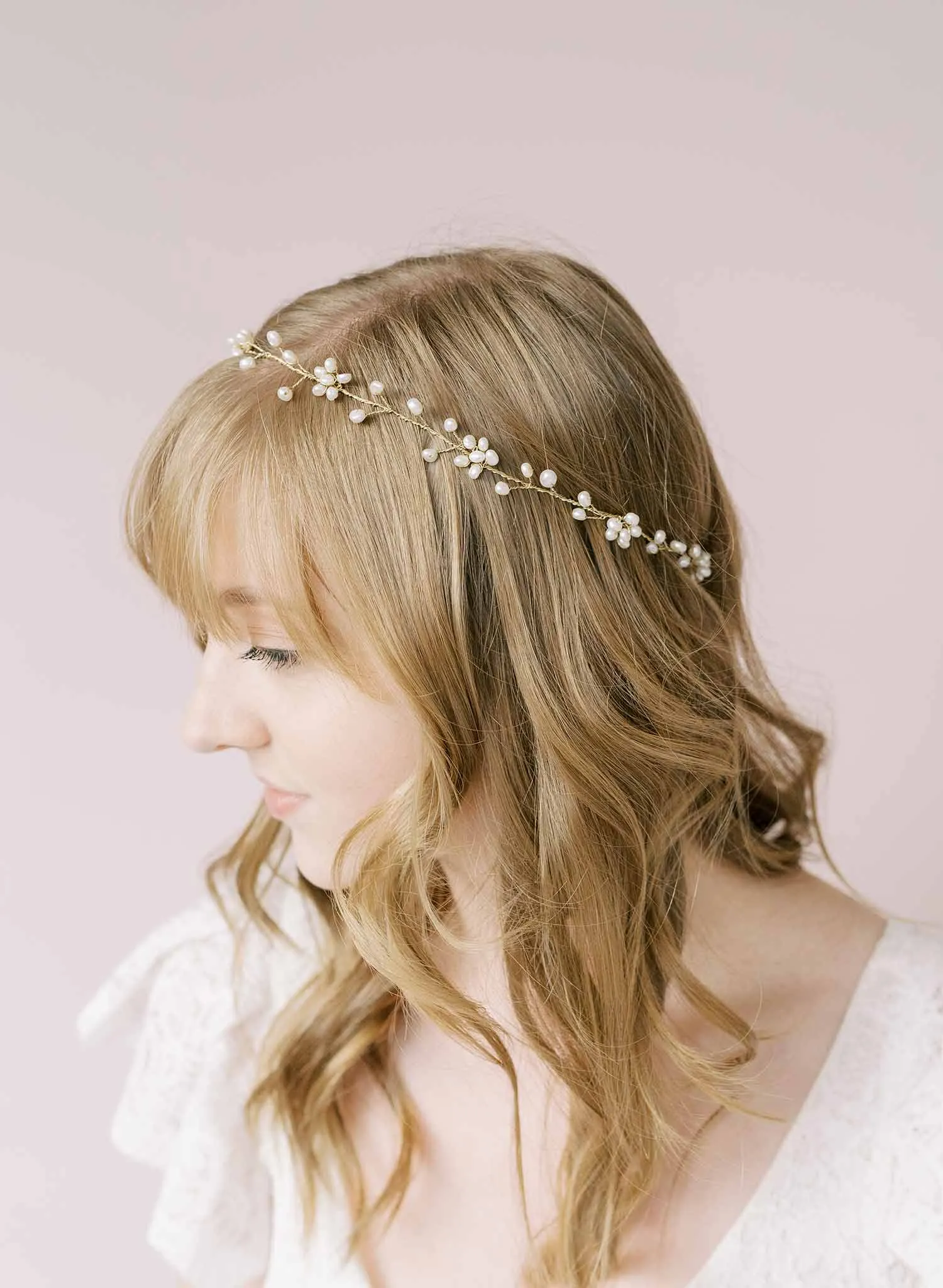 Freshwater pearl daisy chain hair vine - Style #2136