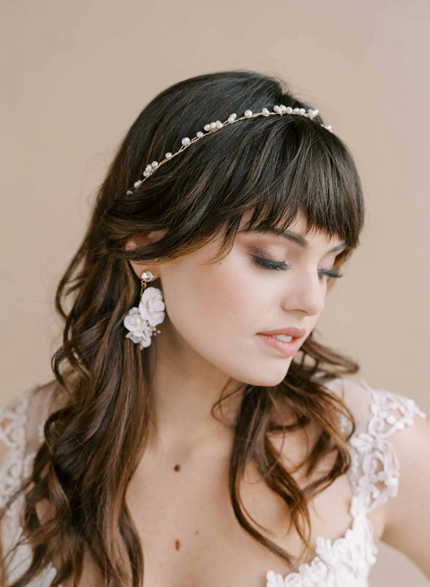 Freshwater pearl daisy chain hair vine - Style #2136