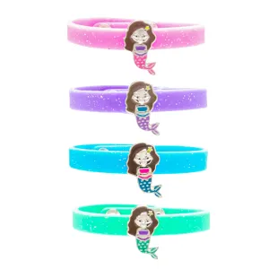 Glitter Mermaid Charm Bracelets - 4 Pack