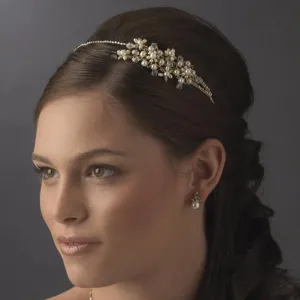 Gold and Pearl Side Accented Floral Headband