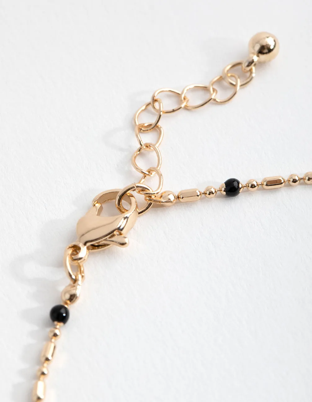 Gold Black Bead Chain Anklet