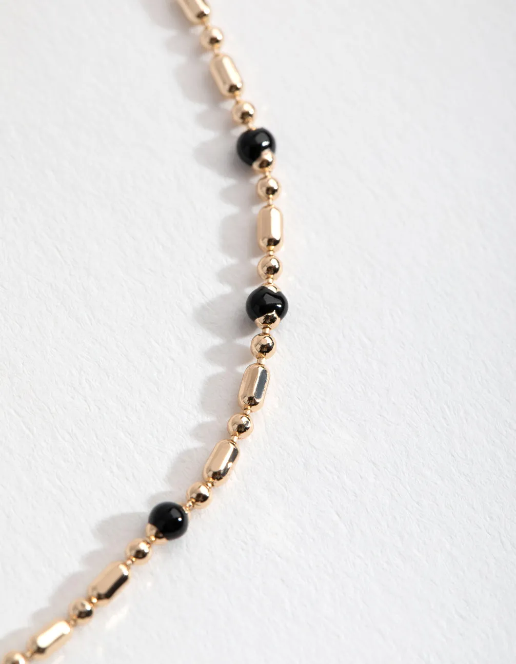 Gold Black Bead Chain Anklet