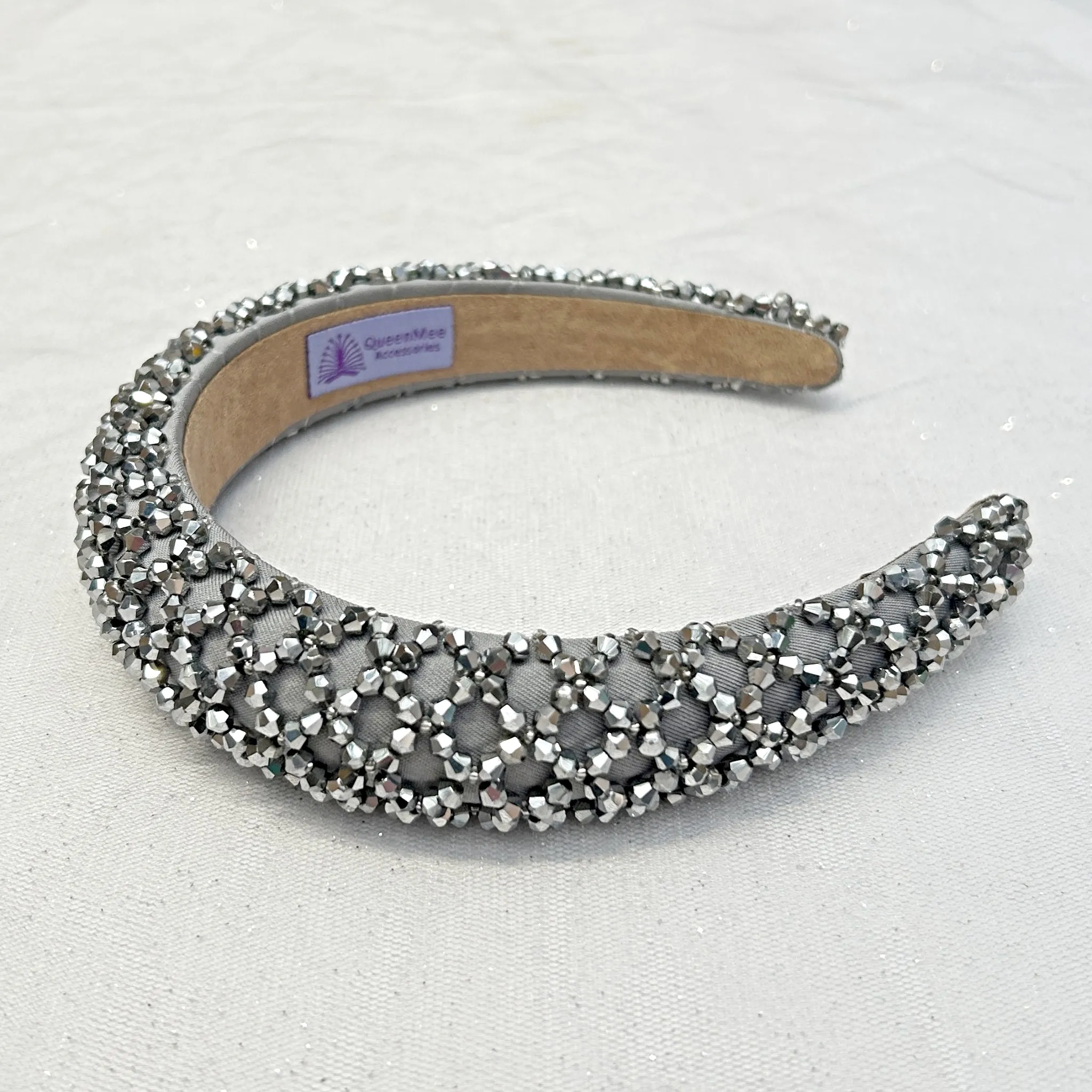 Grey Sparkly Headband Beaded Headband