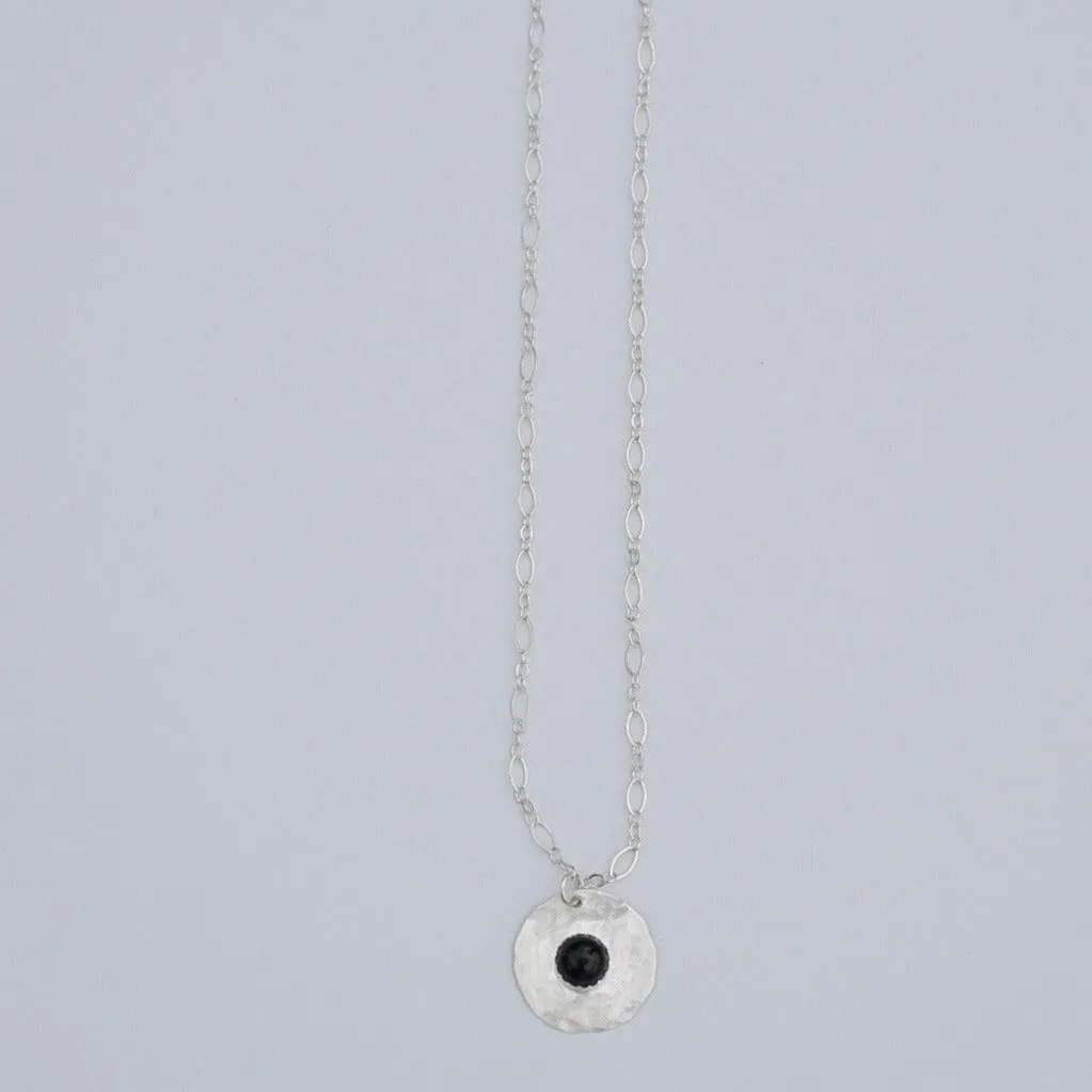 Hammered Disc and Gemstone Necklace - Choose Your Gemstone and Metal