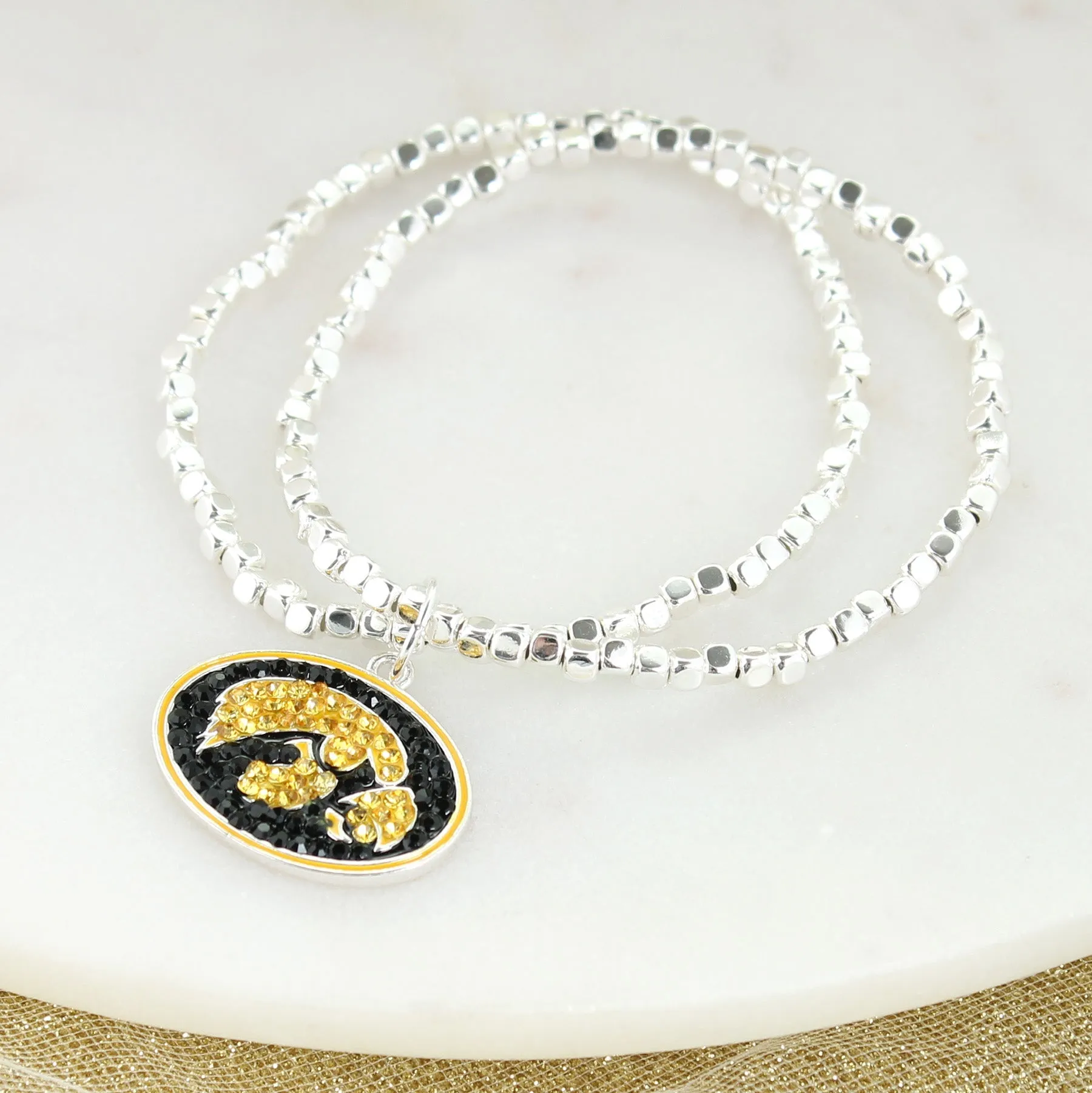 Iowa Crystal Logo Stretch Bracelet