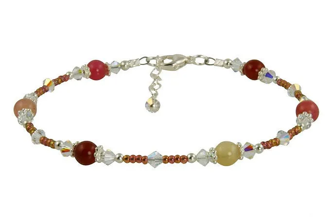 Jade Sunset Gemstone Crystal Beaded Anklet