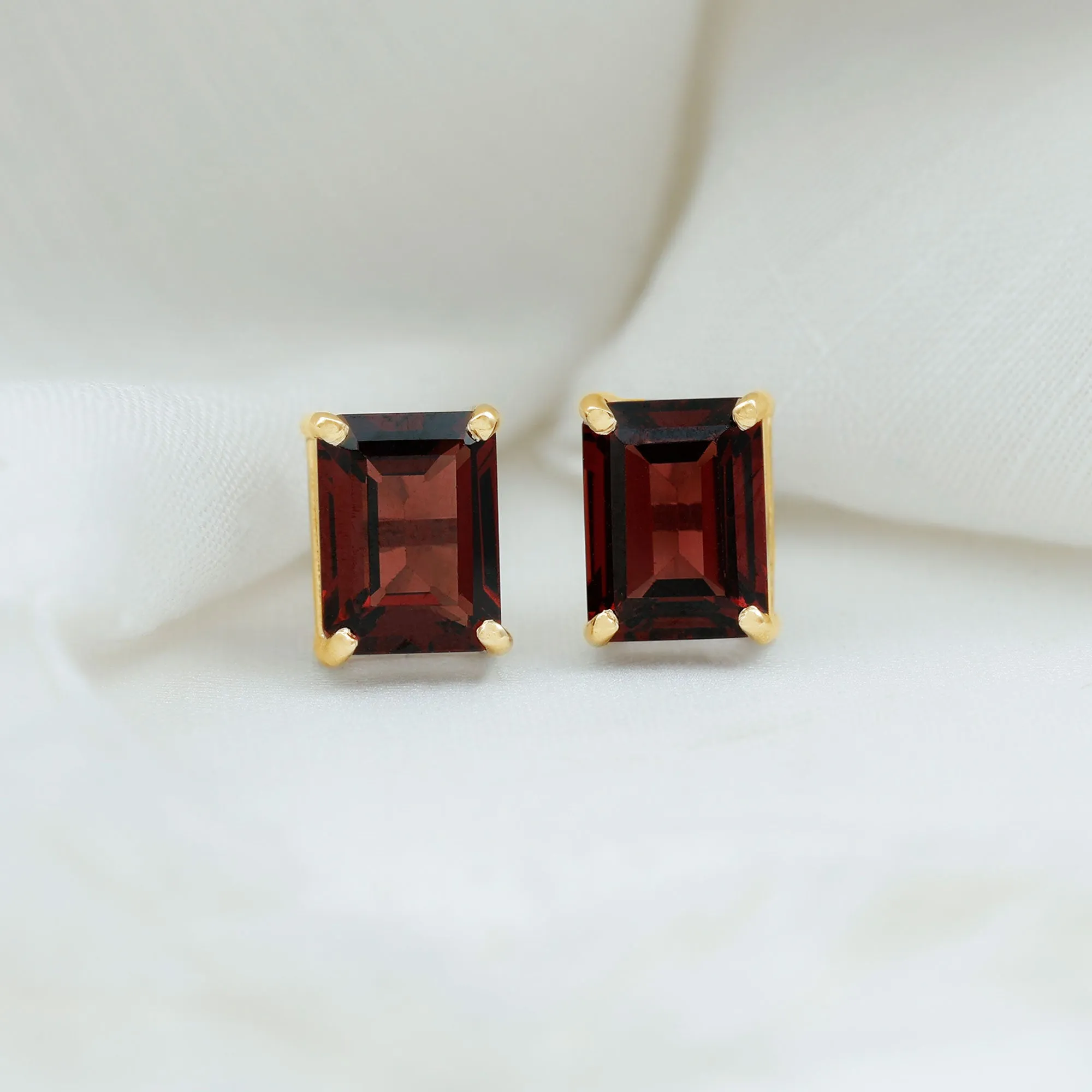 January Birthstone 3.50 CT Octagon Cut Garnet Solitaire Stud Earrings