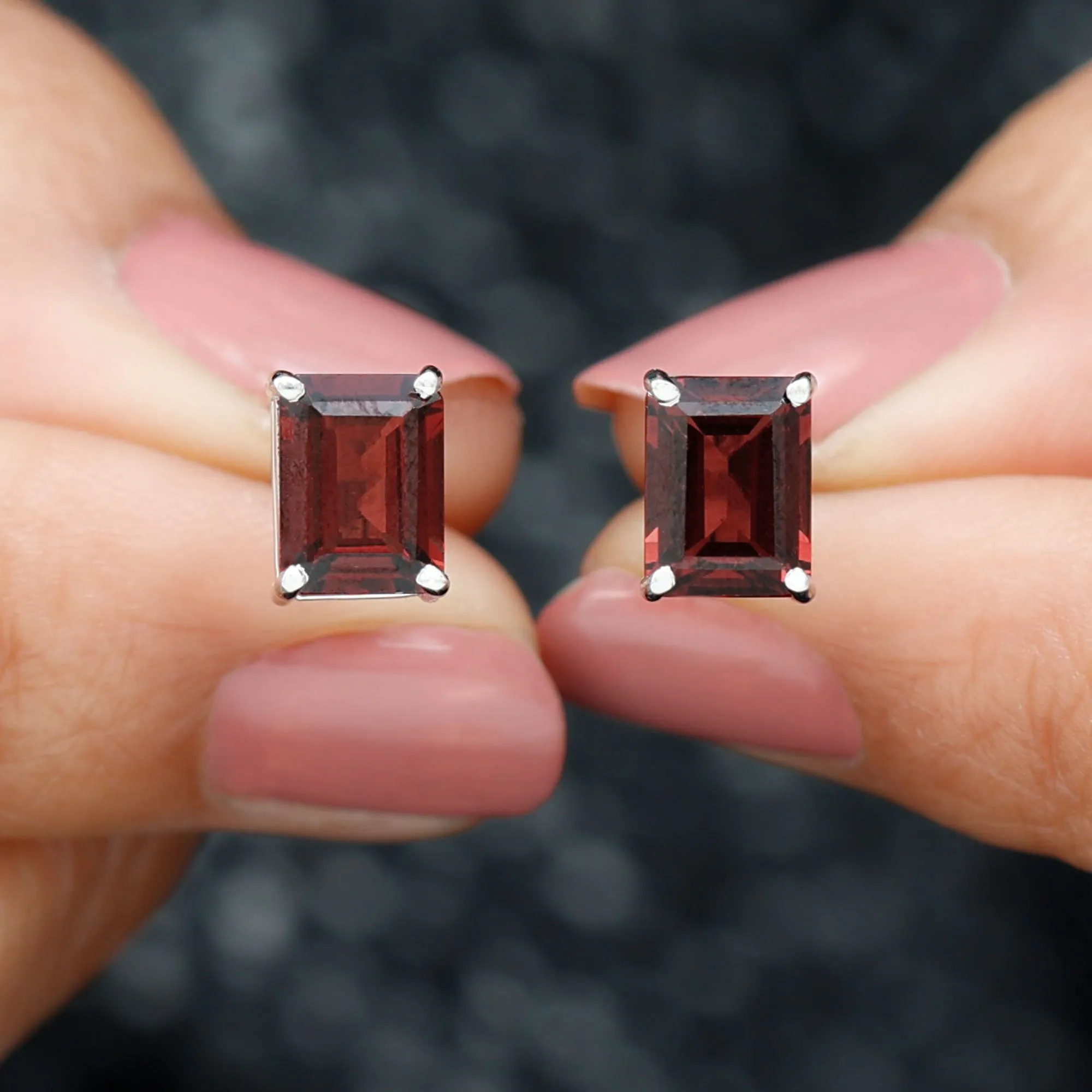 January Birthstone 3.50 CT Octagon Cut Garnet Solitaire Stud Earrings