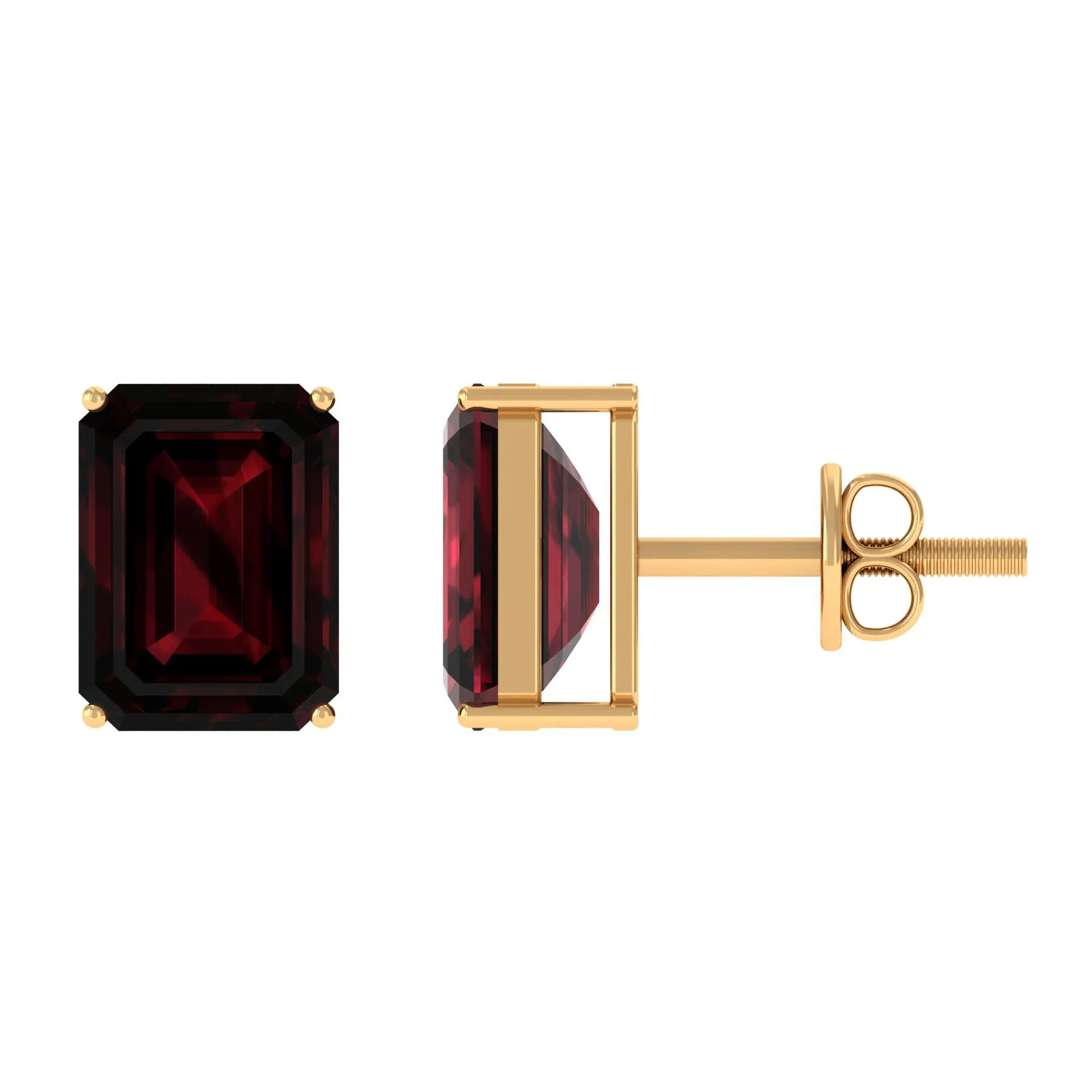 January Birthstone 3.50 CT Octagon Cut Garnet Solitaire Stud Earrings