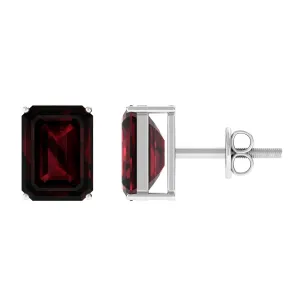 January Birthstone 3.50 CT Octagon Cut Garnet Solitaire Stud Earrings