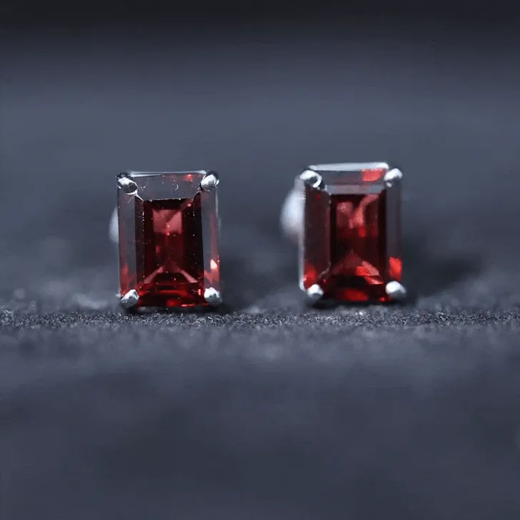 January Birthstone 3.50 CT Octagon Cut Garnet Solitaire Stud Earrings