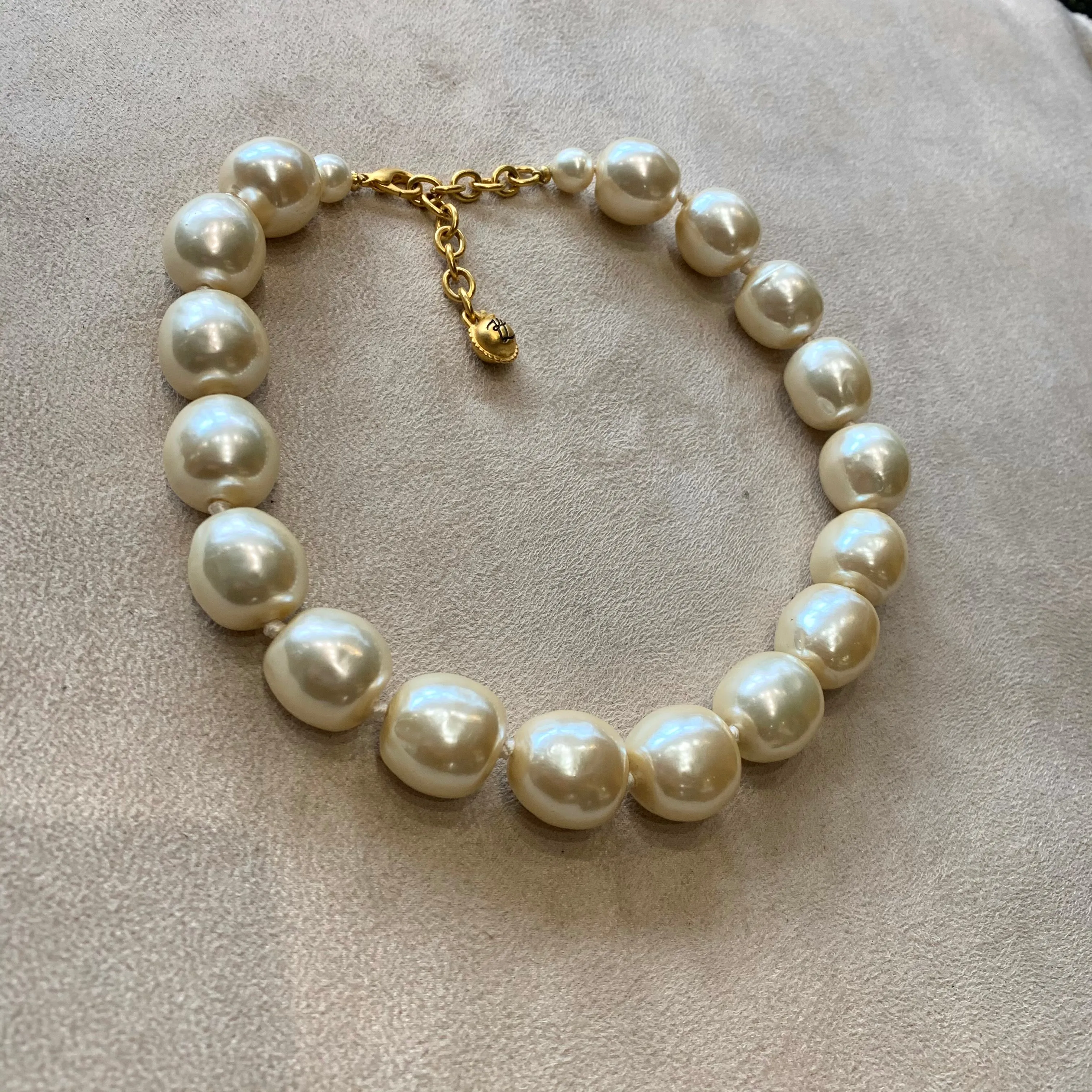 Karl Lagerfeld Chunky Glass Pearl Necklace