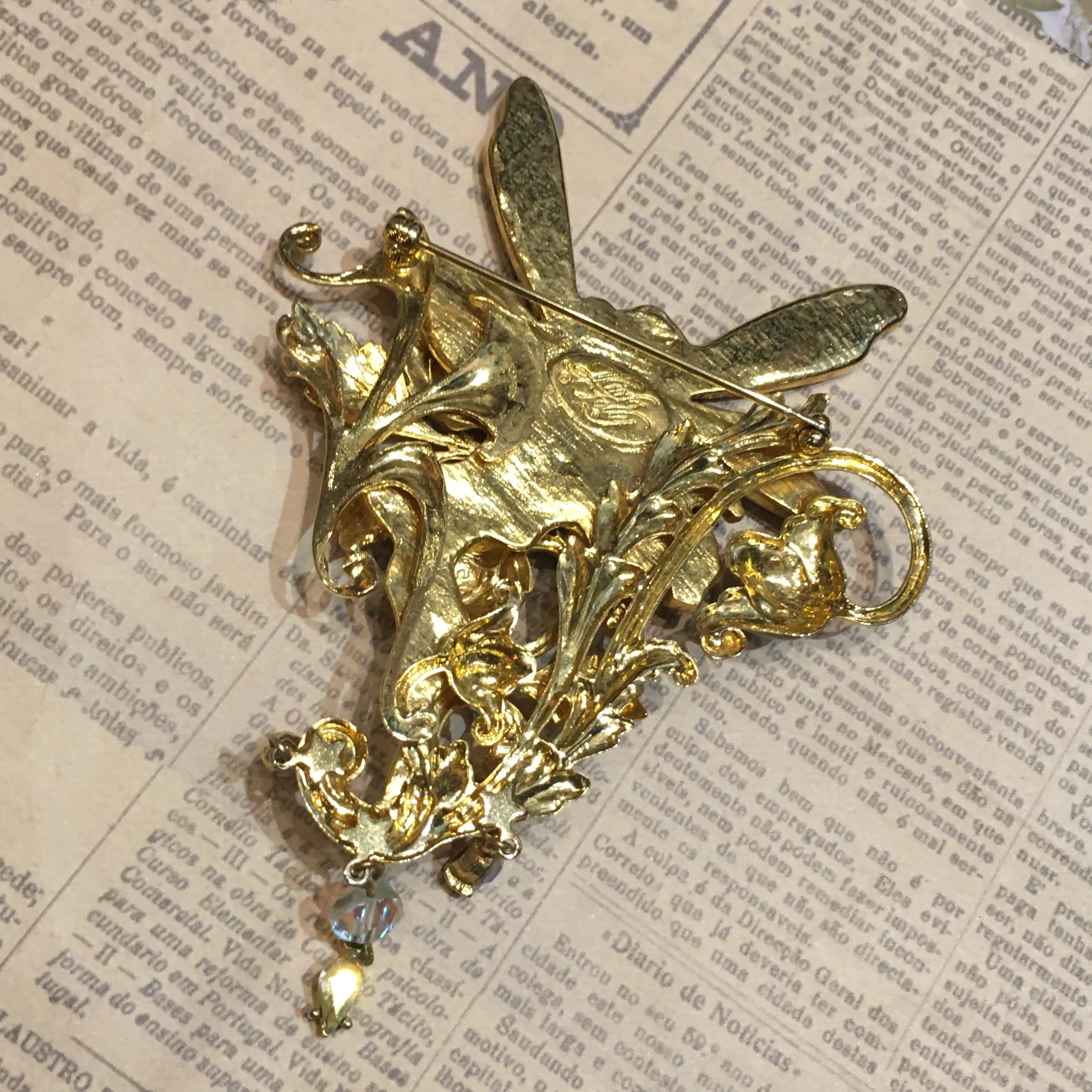 Kirks Folly Fairy Flower Vintage Brooch Gold