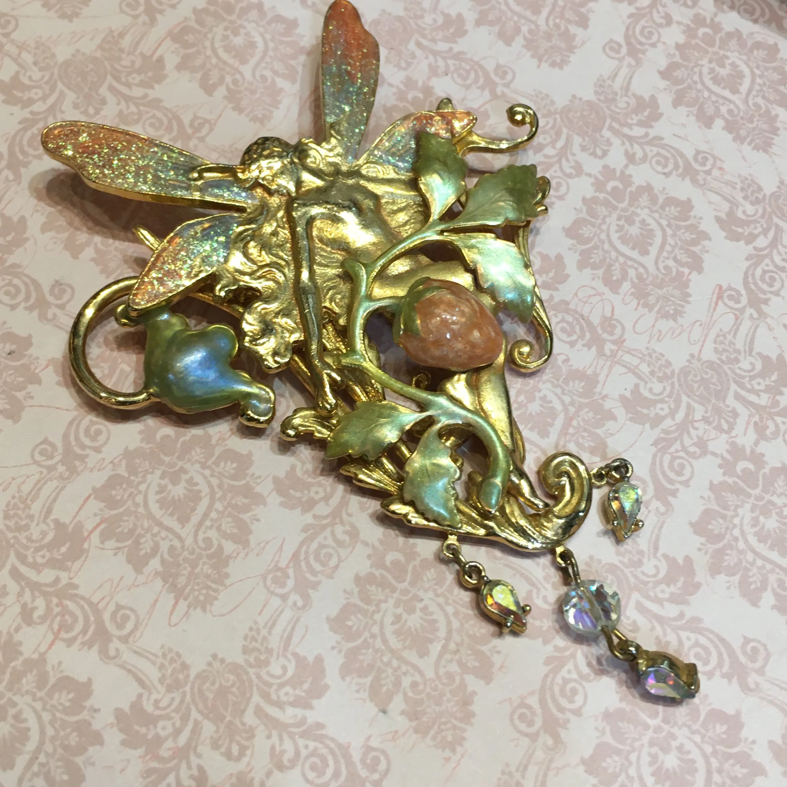 Kirks Folly Fairy Flower Vintage Brooch Gold