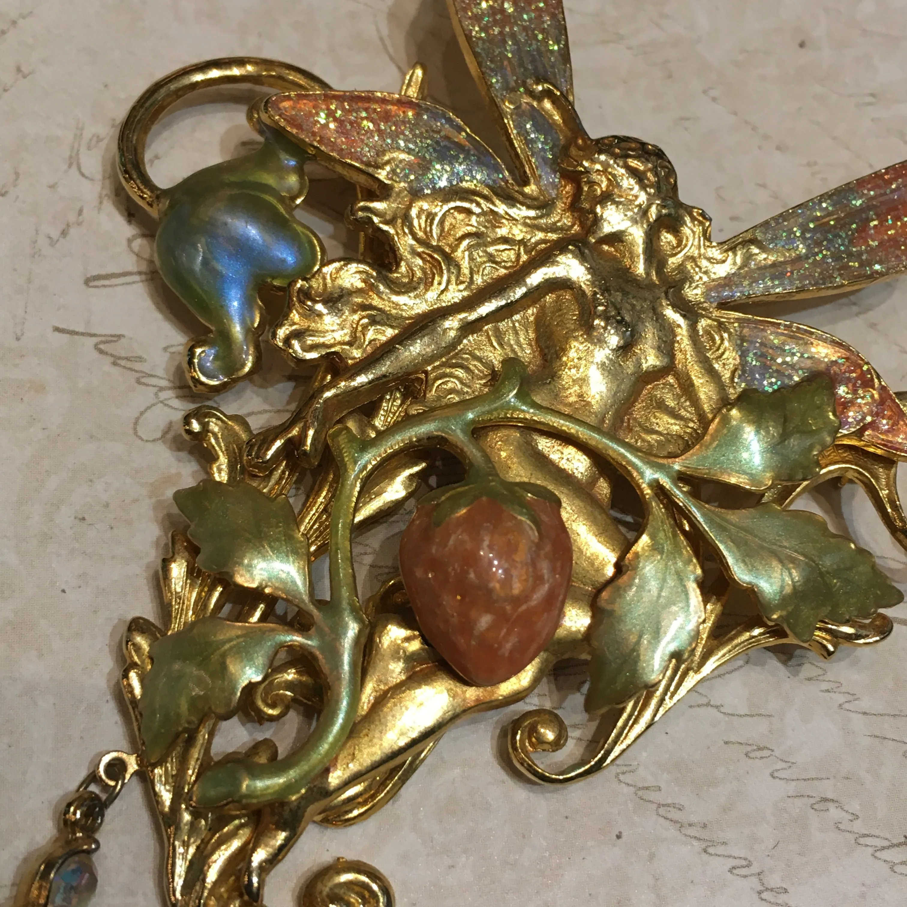 Kirks Folly Fairy Flower Vintage Brooch Gold