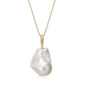 Large White Baroque Pearl Pendant Necklace