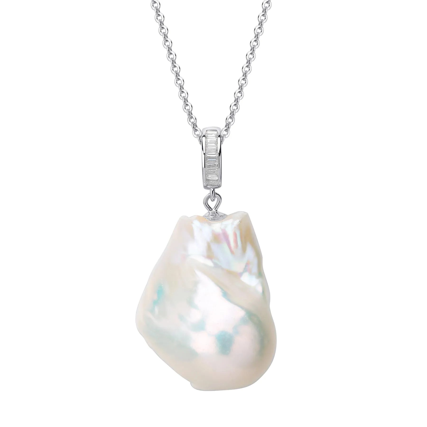 Large White Baroque Pearl Pendant Necklace