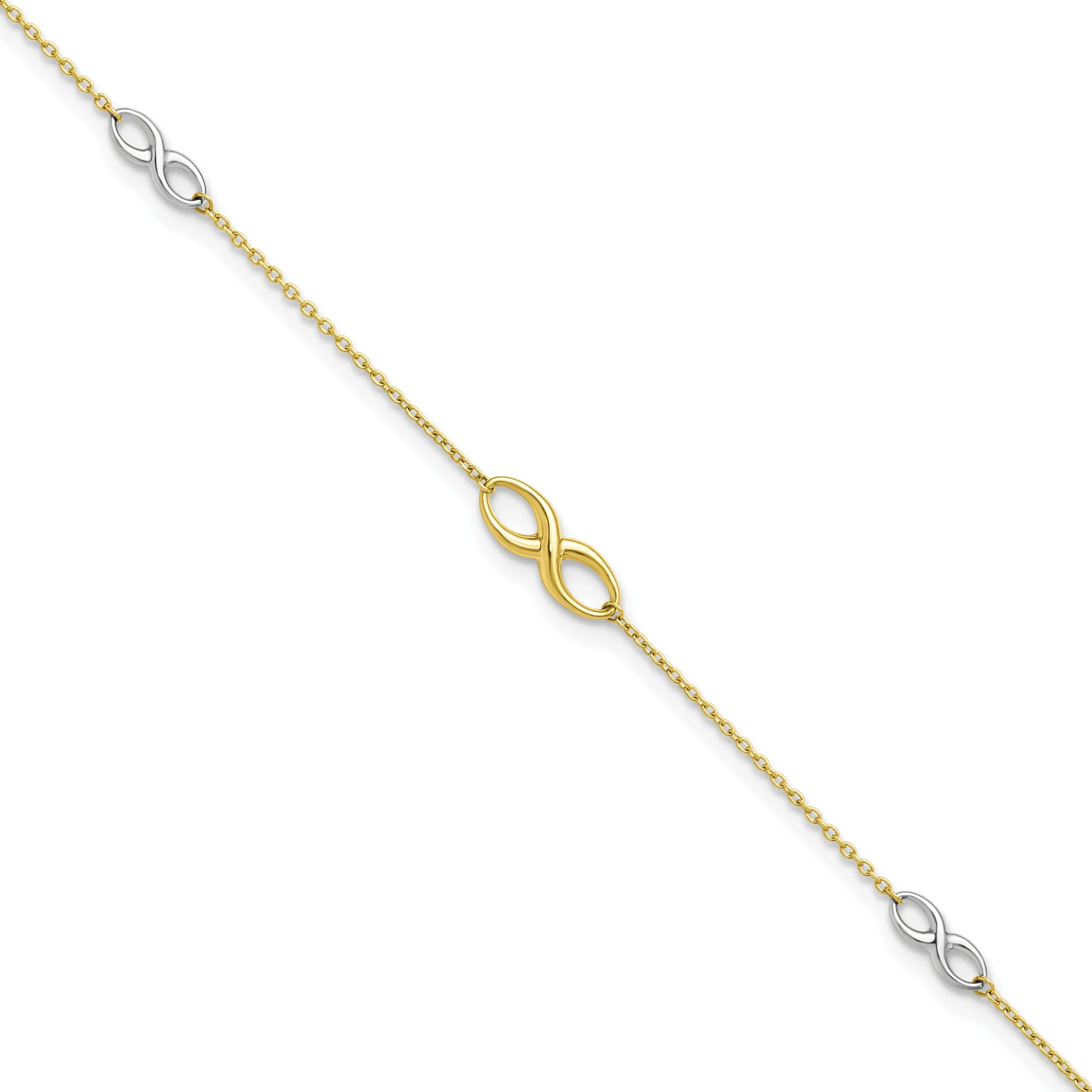 Leslies 10k Two Tone Gold Polished Anklet