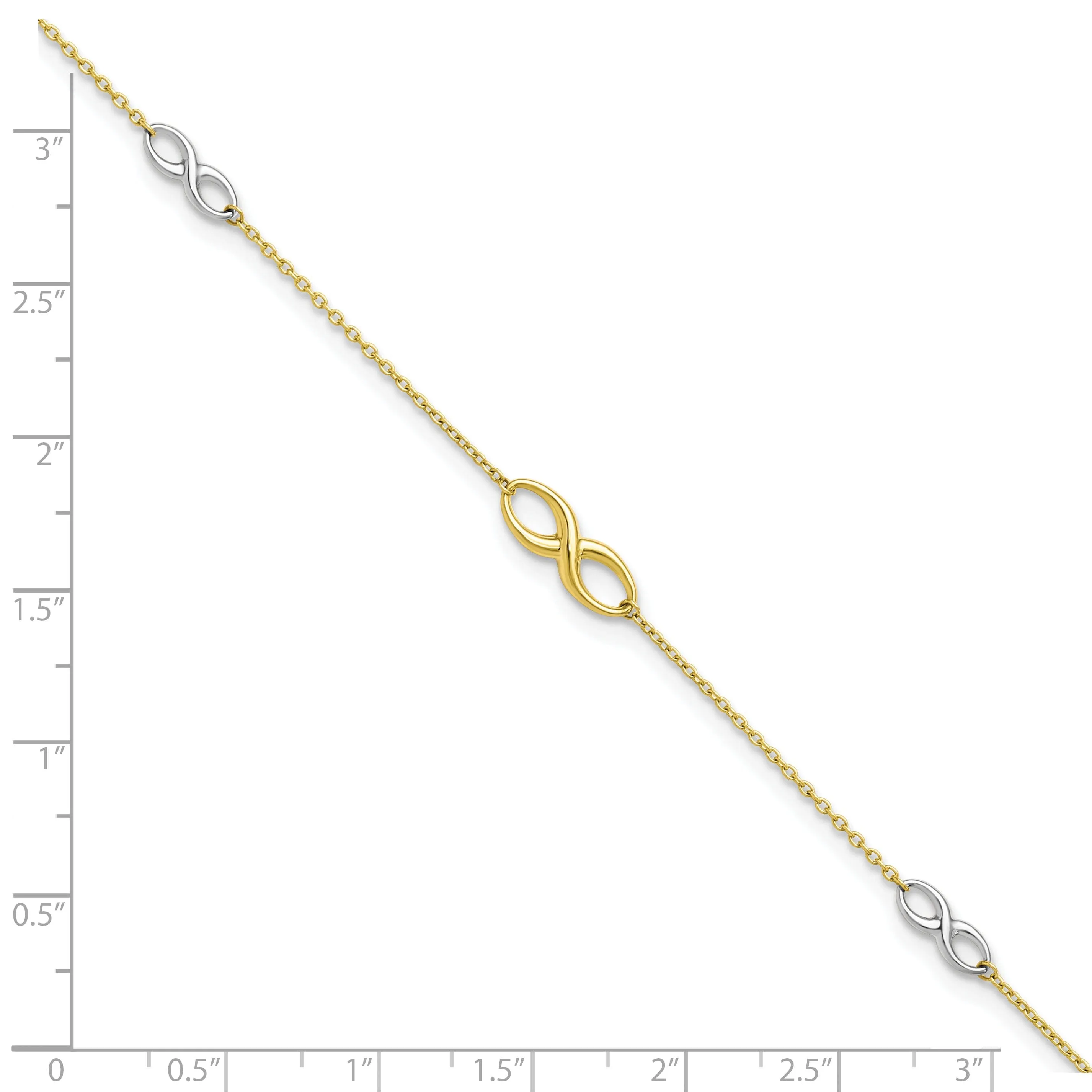 Leslies 10k Two Tone Gold Polished Anklet