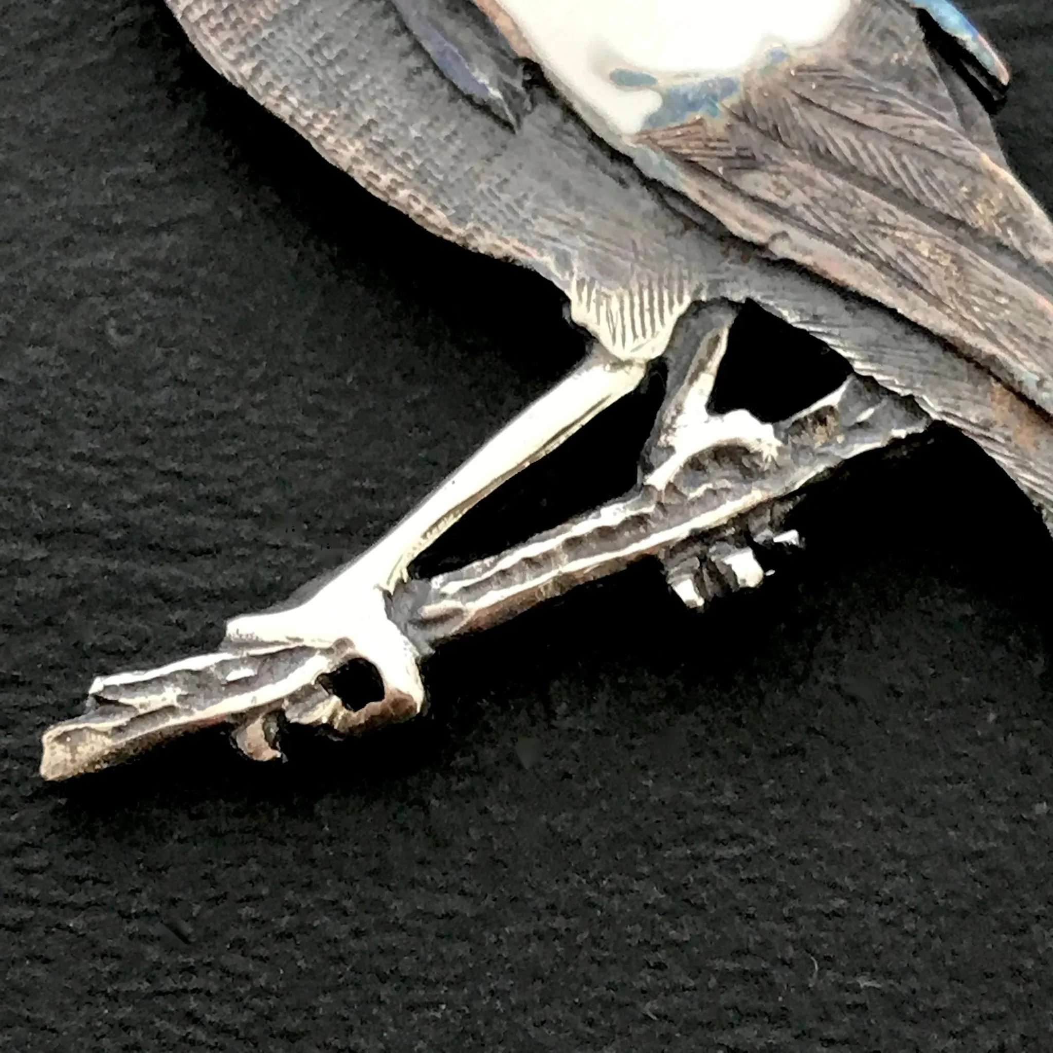 Magpie Enamelled Brooch