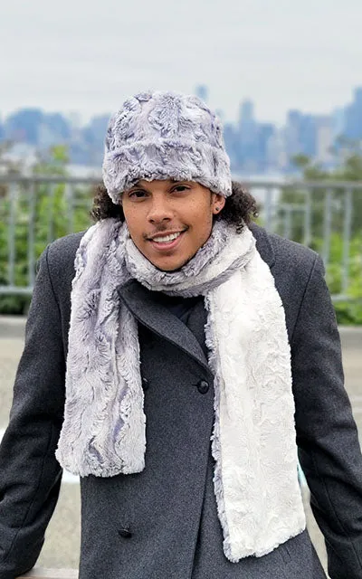 Men's Classic Scarf - Two-Tone, Luxury Faux Fur in Winter River