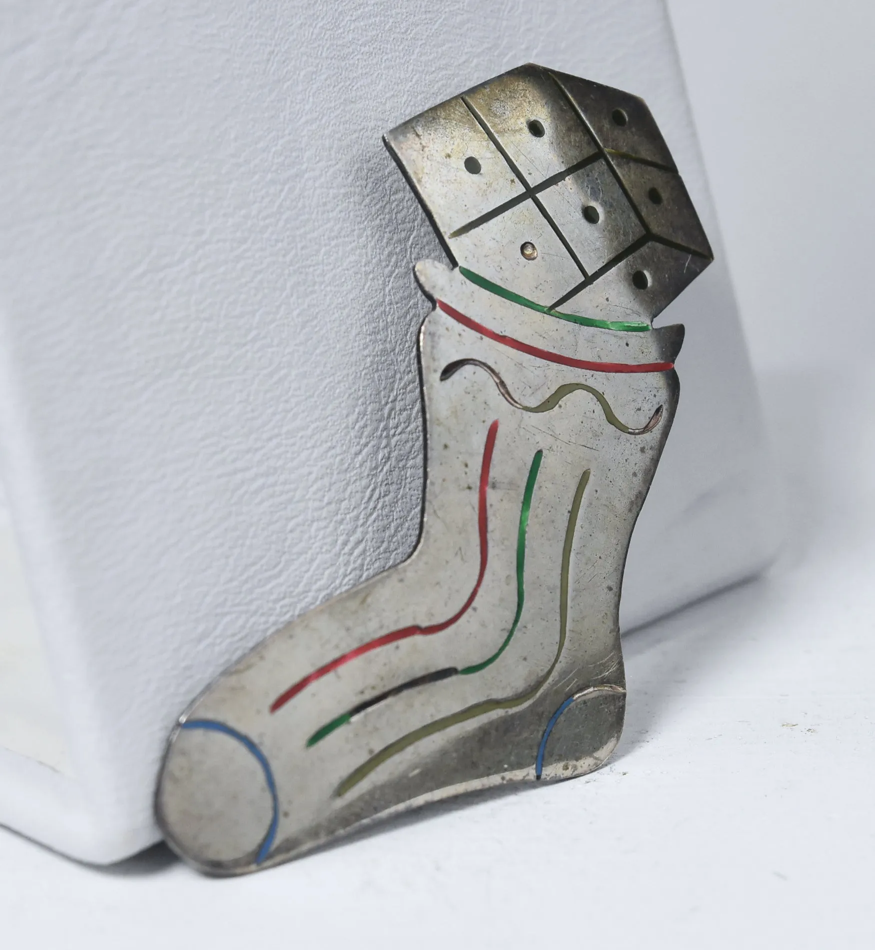 Mexican Sterling Silver Christmas Stocking Brooch