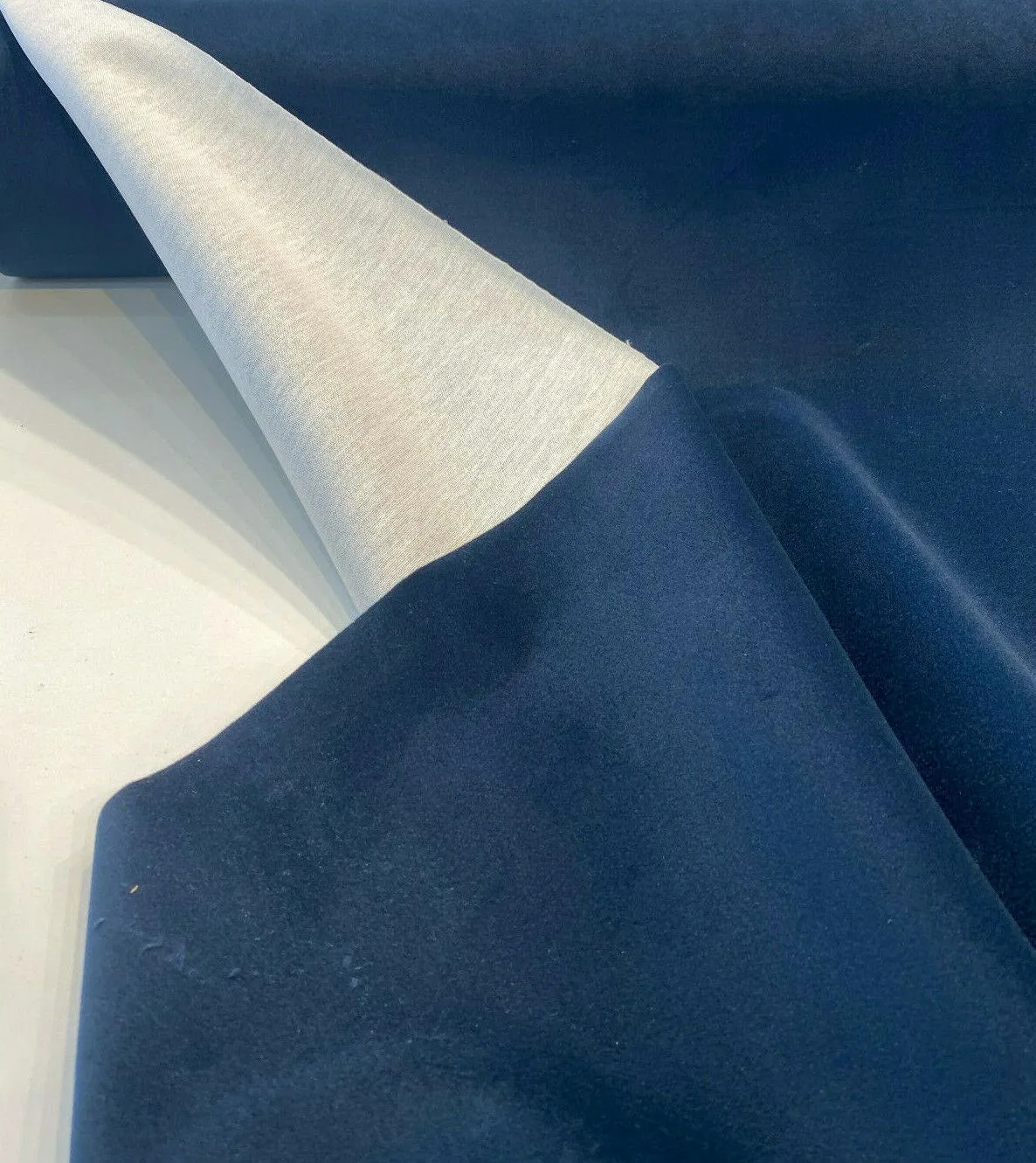 Modern Velvet Blue Navy Ink Upholstery Fabric by the yard