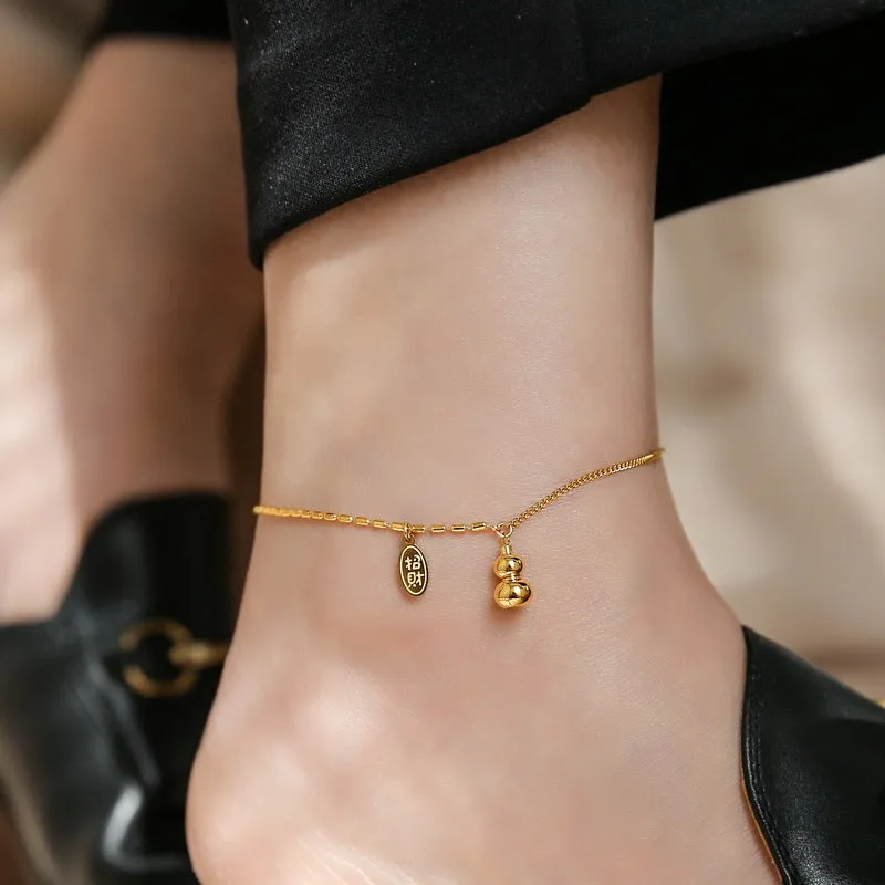 Niche Retro Safe Gourd Anklet Asymmetric Light Luxury Women