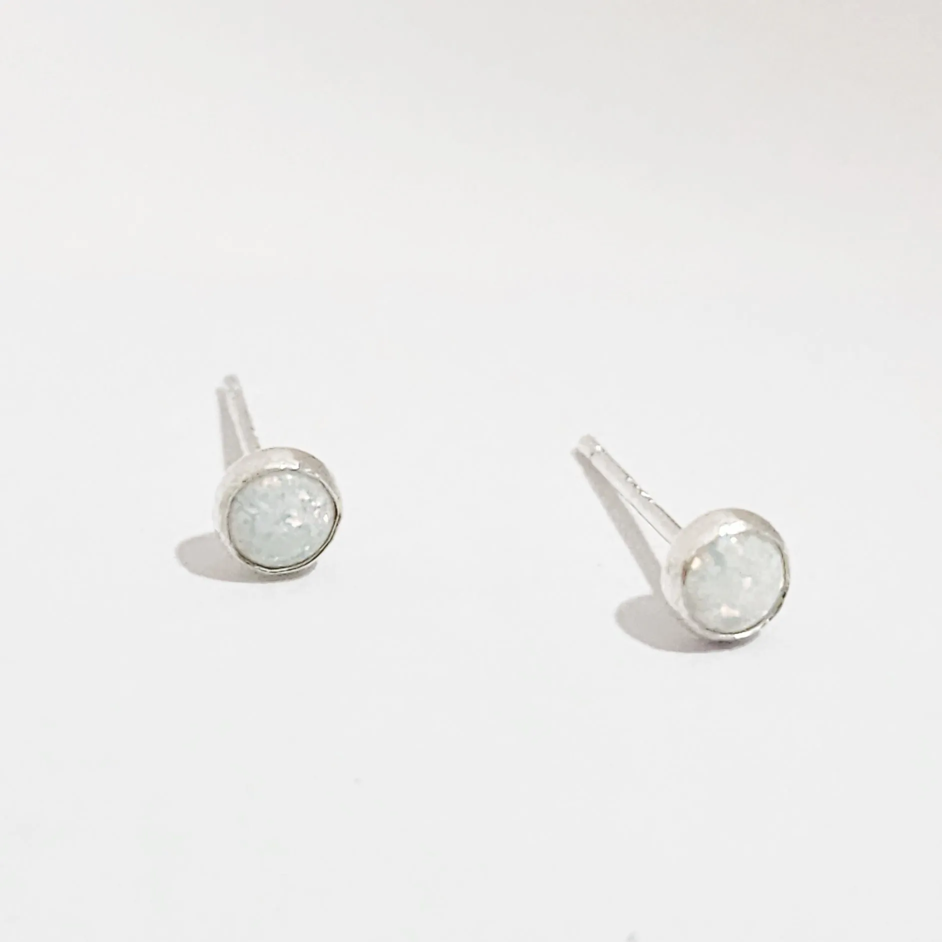 Opal Gemstone Stud Earrings in Sterling Silver