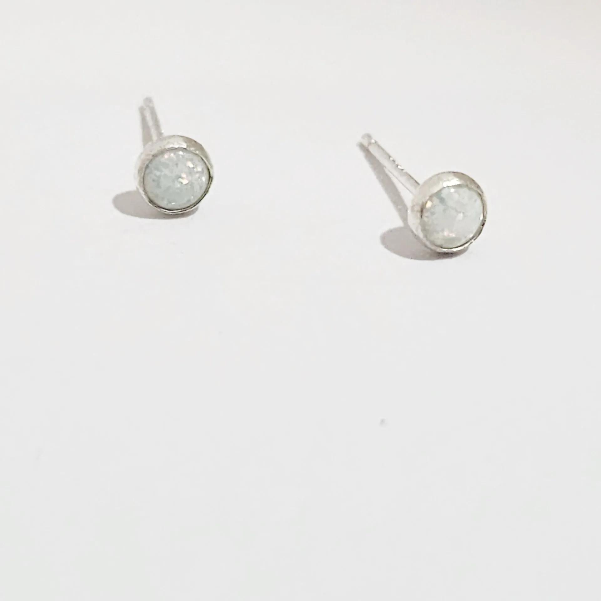 Opal Gemstone Stud Earrings in Sterling Silver