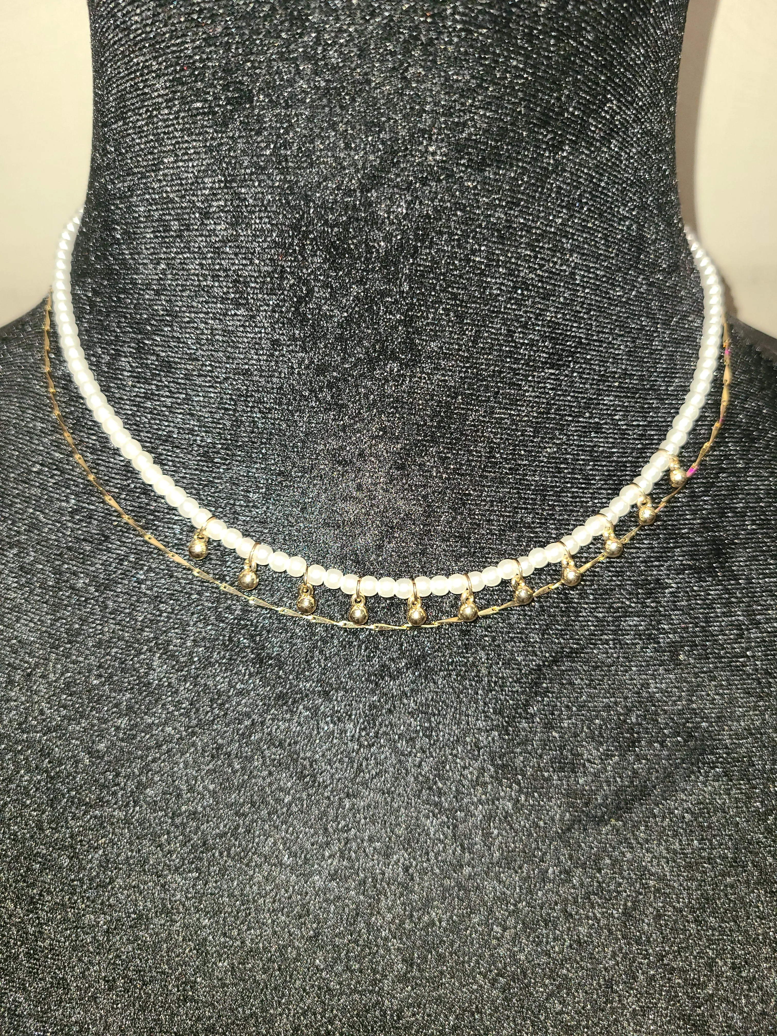 Pearl & Gold Double Necklace