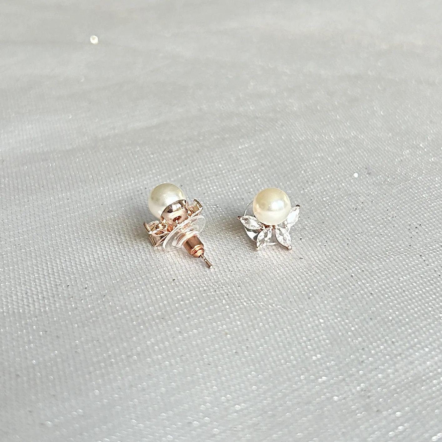 Pearl Stud Earrings with Crystal Vintage Inspired Earrings